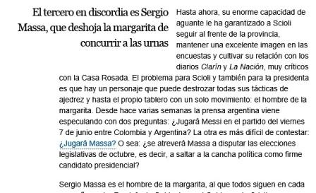 Sergio Massa en el Pais de España
