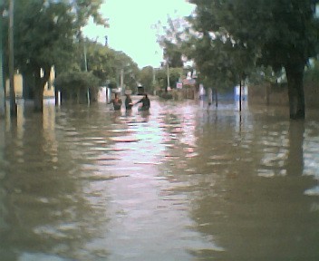 A 1 cuadra del Hospital de Tigre el agua llega a la cintura