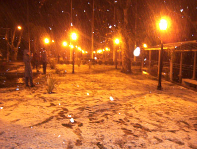 En Tigre, el popular paseo Victorica bajo la nieve.