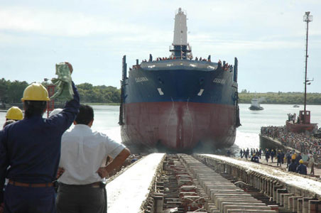 El buque Casanna, un barco granelero de 165 metros de eslora y con una capacidad de carga de 27 mil toneladas construido en el Astillero Río Santiago El buque Casanna, un barco granelero de 165 metros de eslora y con una capacidad de carga de 27 mil toneladas construido en el Astillero Río Santiago
