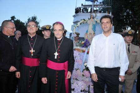 Intendente, Sergio Massa y el Obispo Monseñor Jorge Casaretto Intendente, Sergio Massa y el Obispo Monseñor Jorge Casaretto