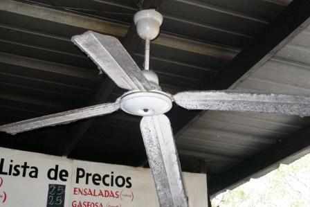 Mugre en los ventiladores de techo del comedor