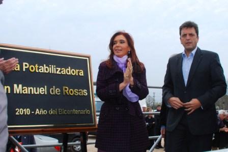 Cristina Fernández recorrió las obras de la planta potabilizadora Juan Manuel de Rosas, en Tigre