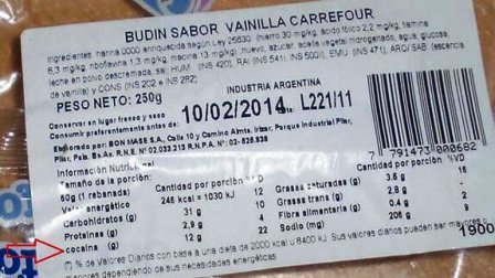 Sorpresa por budines cuya etiqueta indicaba que tenían cocaína Sorpresa por budines cuya etiqueta indicaba que tenían cocaína