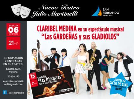 Claribel Medina se presentará en el Nuevo Teatro Martinelli de San Fernando