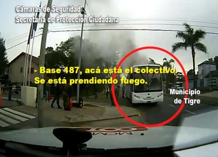 Las cámaras de Tigre detectan incendio en un colectivo