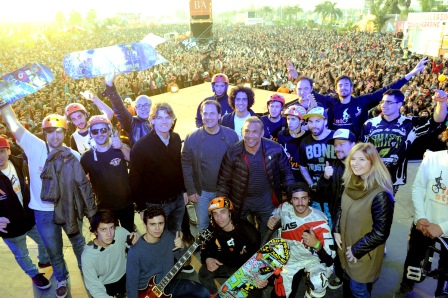 Nicolás Scioli, Cristina Álvarez Rodríguez, Acero Cali y Ariel Sujarchuk, durante la realización del Rockea en Escobar.