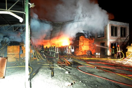 El intendente de Tigre visitó el aserradero incendiado anoche El intendente de Tigre visitó el aserradero incendiado anoche