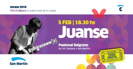 Juanse brindará un show gratuito en San Martín