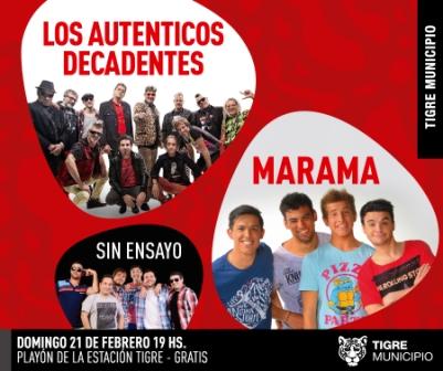 Marama y Los Auténticos Decadentes se presentarán en Tigre Marama y Los Auténticos Decadentes se presentarán en Tigre