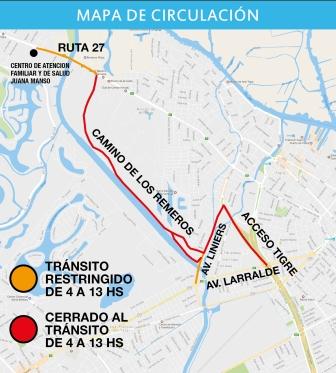 Tránsito en Tigre durante la competencia IRONMAN 70.3