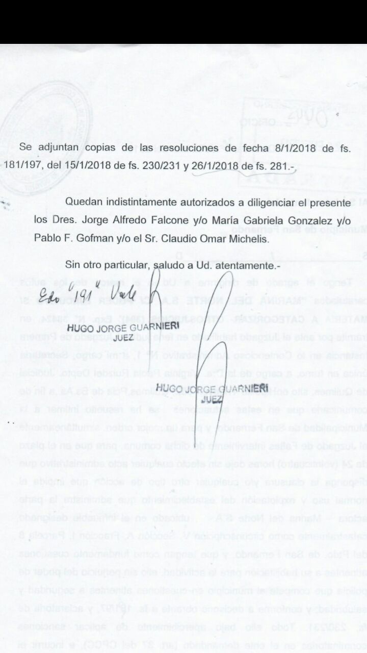 Un juez intima al municipio de San Fernando que  levante la clausura de Marina del Norte