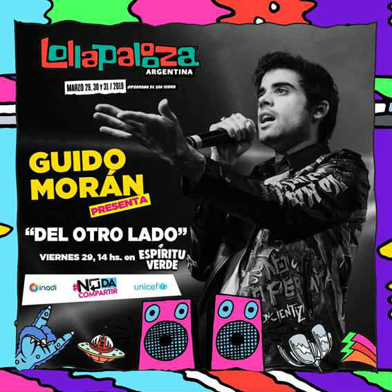 Guido Morán, artista y embajador del INADI,  se presentará el viernes 29 a las 14 hs, en el Lollapalooza con su show 