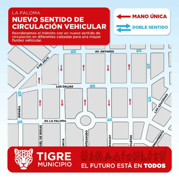 Tigre modificó sentidos de circulación en calles de La Paloma