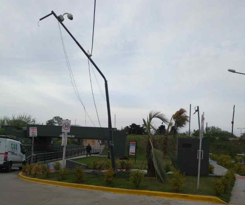 Un tren arrancó varias columnas de iluminación en Pacheco