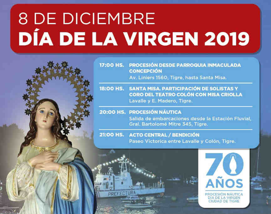 Tigre se prepara para los festejos del 70° aniversario del Día de la Virgen