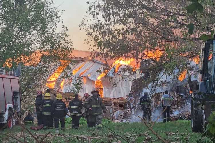 Feroz incendio afecta a una papelera de Don Torcuato Feroz incendio afecta a una papelera de Don Torcuato