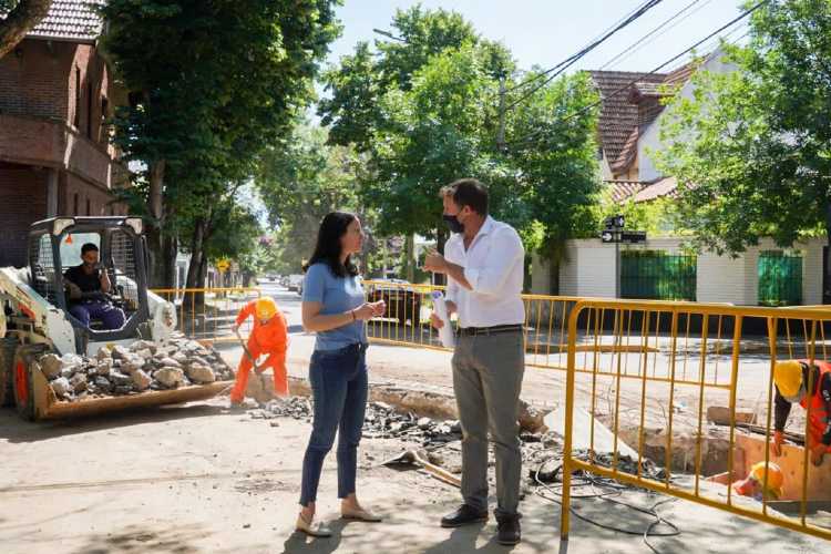 Soledad Martínez recorrió las obras hidráulica en Olivos
