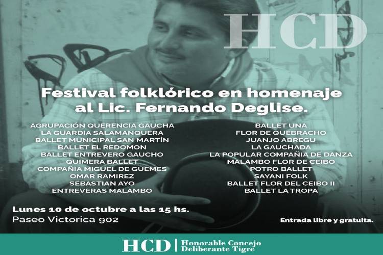 El Concejo Deliberante de Tigre realizará el Festival Homenaje a Fernando Deglise