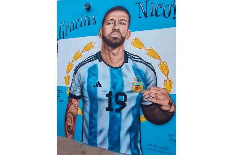 Homenajean a Nicolás Otamendi con un mural en el Barrio La Paloma de Tigre