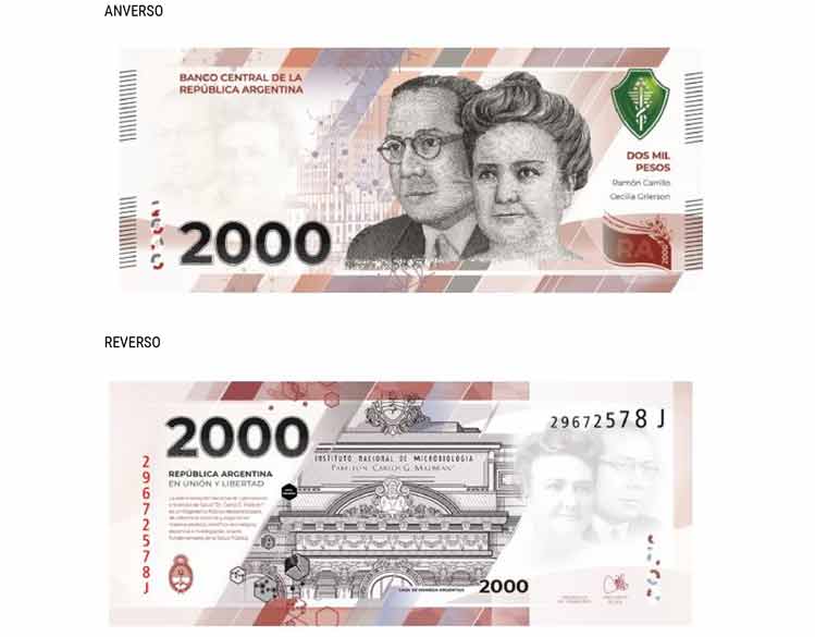 El nuevo billete de 2000 Pesos homenajea a la investigación y a la salud pública