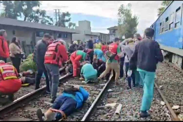 Un tren de la línea San Martín chocó con otra formación y descarriló: decenas de heridos
