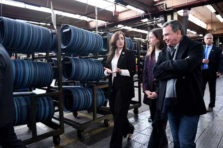 Victoria Villarruel visitó la fábrica FATE en San Fernando y recibió la queja de los trabajadores por las políticas de Milei Victoria Villarruel visitó la fábrica FATE en San Fernando y recibió la queja de los trabajadores por las políticas de Milei