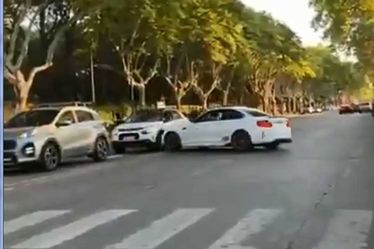 Imprudente conductor en San Isidro: aceleró un BMW, perdió el control y chocó frente al Hipódromo