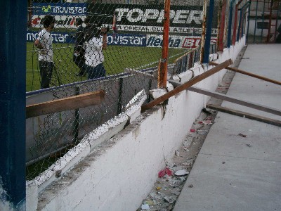 Vista de la tribuna visitante de la cancha de Tigre después del partido.